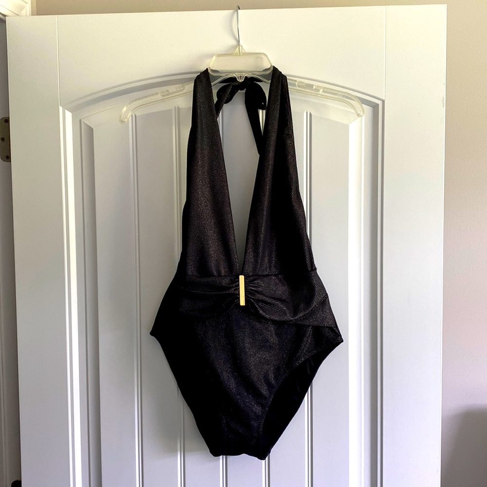 VS Black & Gold Halter Top Bathing Suit